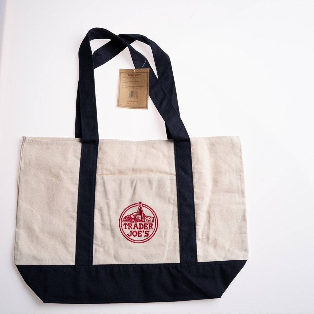 Trader Joe's Large Reusable Canvas Tote Bag - Navy - Picture 2 of 2